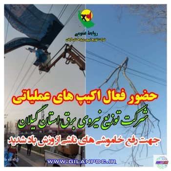 حضور اكیپ های عملیاتی توزیع برق استان برای رفع خاموشی های ناشی از وزش باد شدید