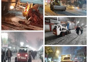 برف روبی خیابان ها و معابر اصلی شهری توسط ماشین آلات و نیروهای خدماتی شهرداری رشت