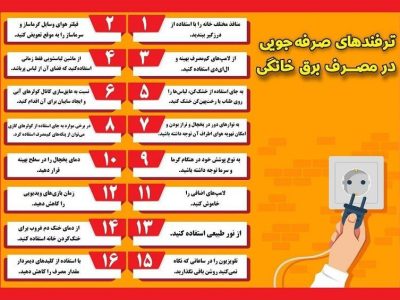 ۱۶ ترفند صرفه‌جویی در مصرف برق خانگی/اینفوگرافی