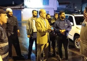 بازدید استاندار گیلان از مناطق دچار آب‌گرفتگی ‌شده در بندر انزلی